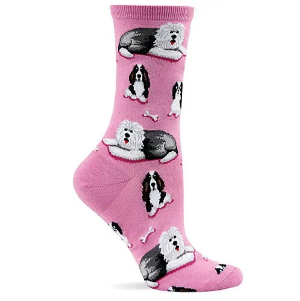 NWT Hot Sox - DOGS AND BONES (Pink) - 1 Pair Women's Socks (Size 9-11) HS-00442.